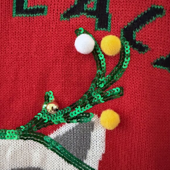 Ugly Christmas Sweater Cat Red "FaLaLaLa Nope" Grumpy Cat 3XL Holiday Funny - Picture 6 of 14